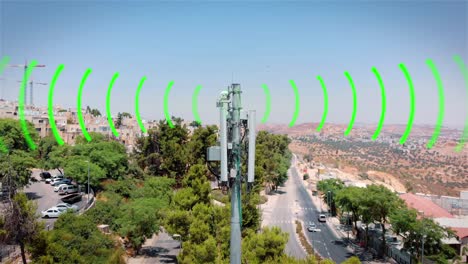 cell tower with signal range visualization