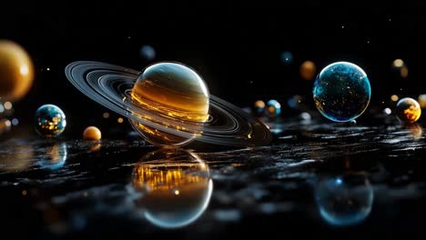 abstract planets in space