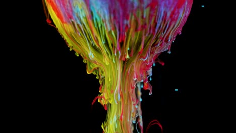 multicolored ink paint slowly flows from the ball