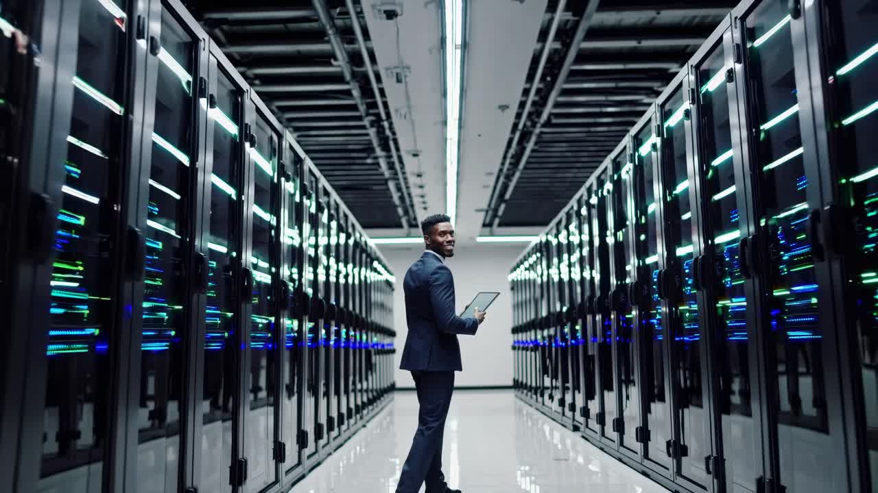 Businessman in a Data Center