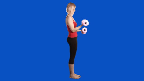 blue screen footage of a woman working out