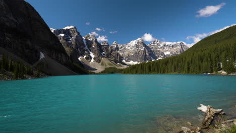 moraine lake surrounded by the rocky mountains in the banff national park in alberta area, canada - timelapse