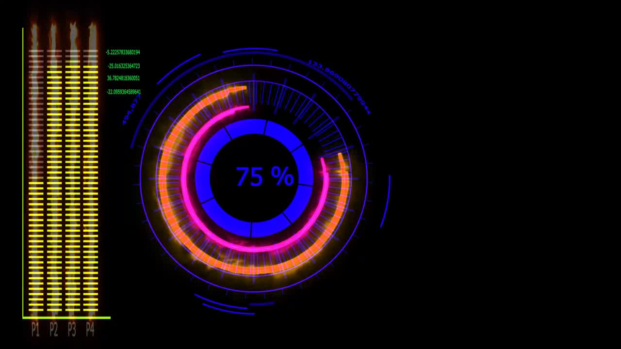 medidor de energía digital energía rosa naranja en pantalla negra para banner y publicidad