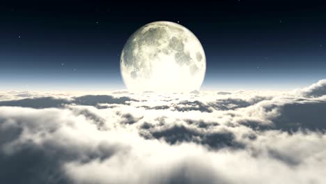 dream fly in clouds and moon 4k