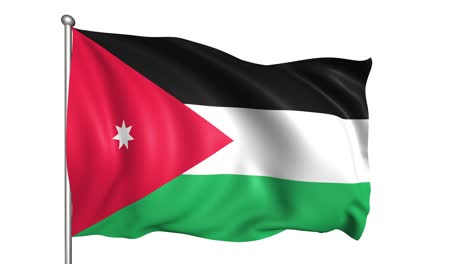 bandera de jordania con estructura de tela en el viento (canal alfa, en bucle)