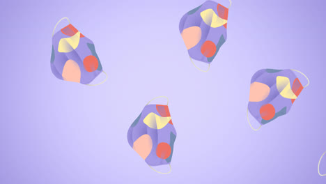 animation of face masks on purple background