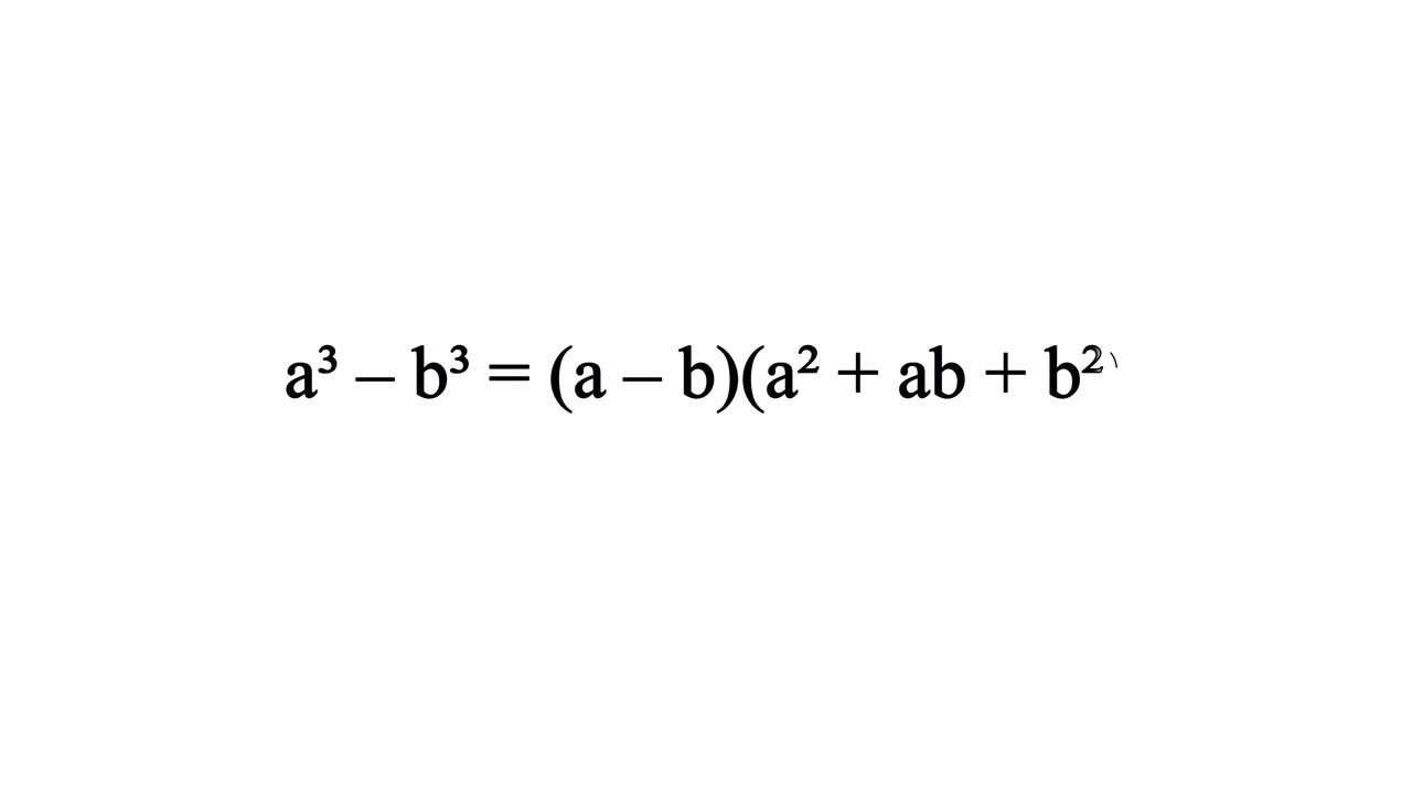 ALGEBRA FORMULA a3 &ndash; b3 appear on whiteboard