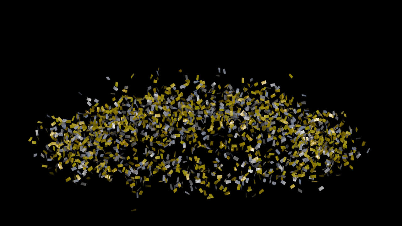Gold and Silver Confetti Explosion Falling on Transparent Background