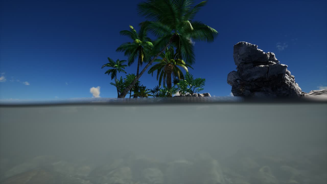 agua fangosa marrón y palmeras en la isla