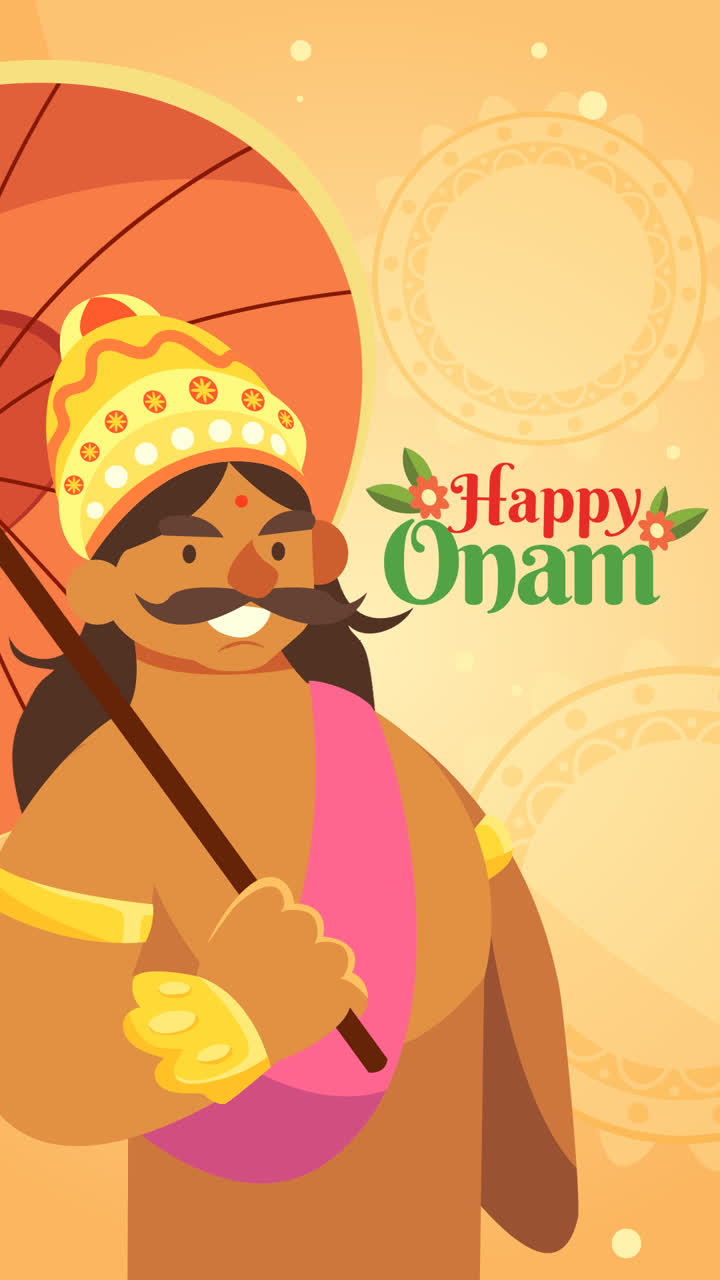una animación del tema del evento del festival de onam