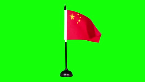 china flag waving on green screen background