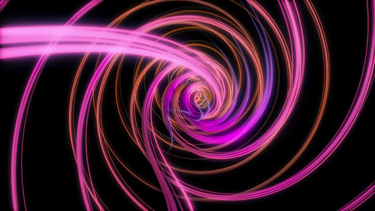Psychedelic colored neon glowing spiral swirl on a black background