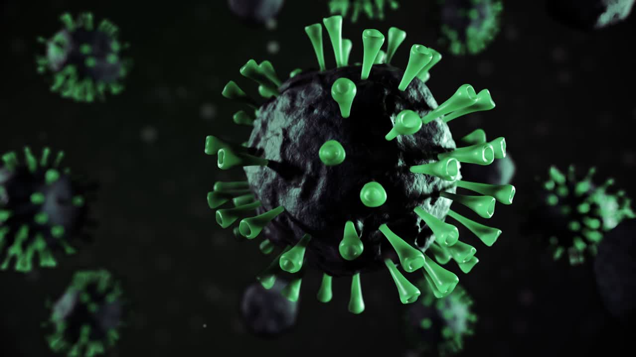 реалистичная модель смертельного вируса. вирусные клетки под микроскопом. беспрерывный цикл 3d-рендер