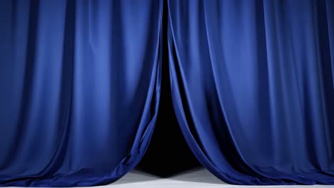 blue curtains on a stage