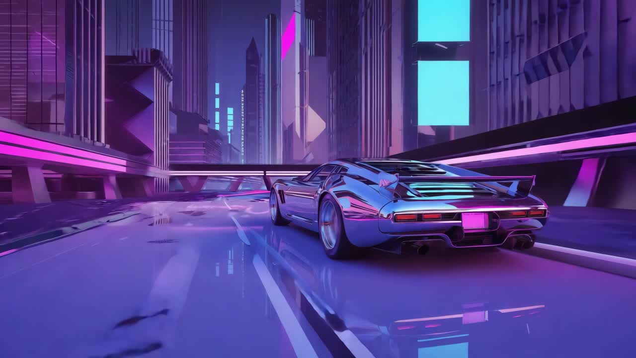 Cyberpunk City with a Futuristic Car