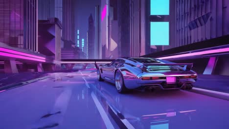 cyberpunk city with a futuristic car