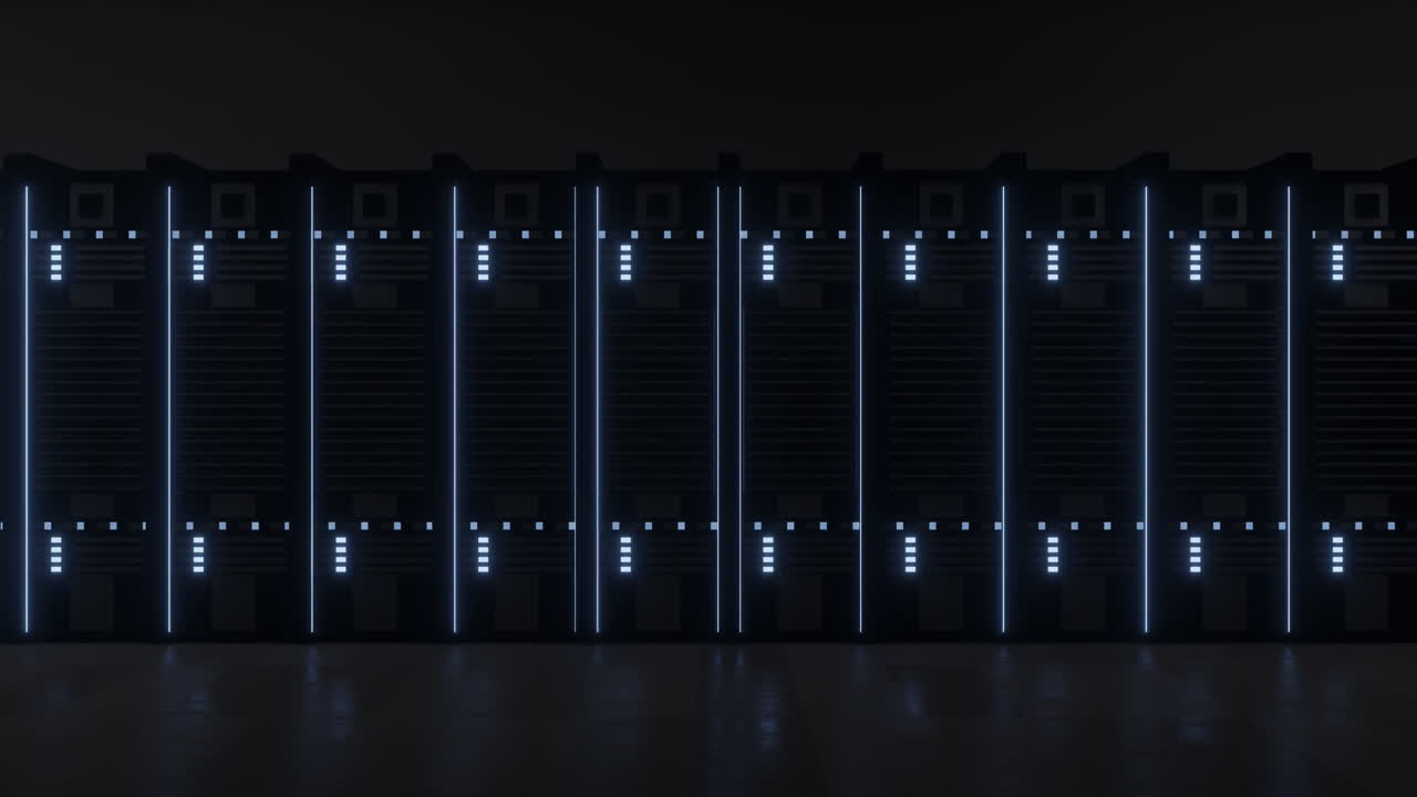 animación de luces parpadeando en los servidores en la sala de servidores
