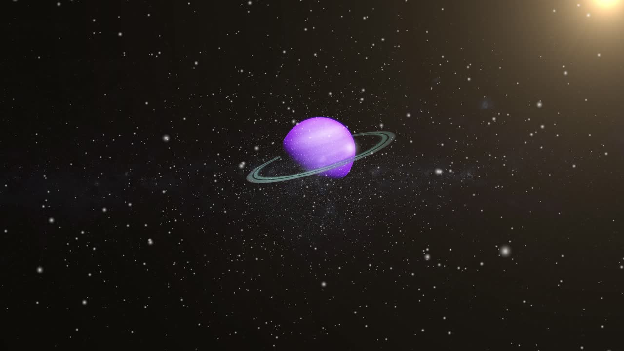 un planeta con un anillo que se mueve en el espacio, el universo