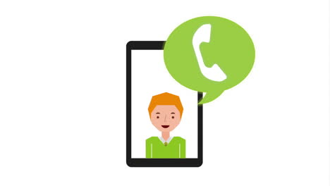 persona en un teléfono inteligente con icono de llamada