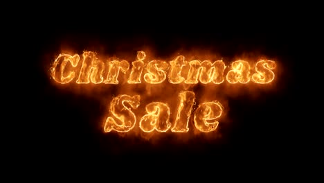 christmas sale word hot animated burning realistic fire flame loop.
