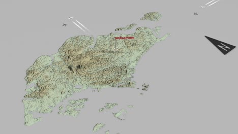 mapa del terreno en 3d de singapur