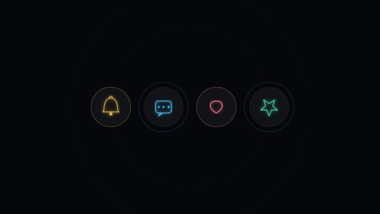 Animated Neon Social Media Icons on Dark Background