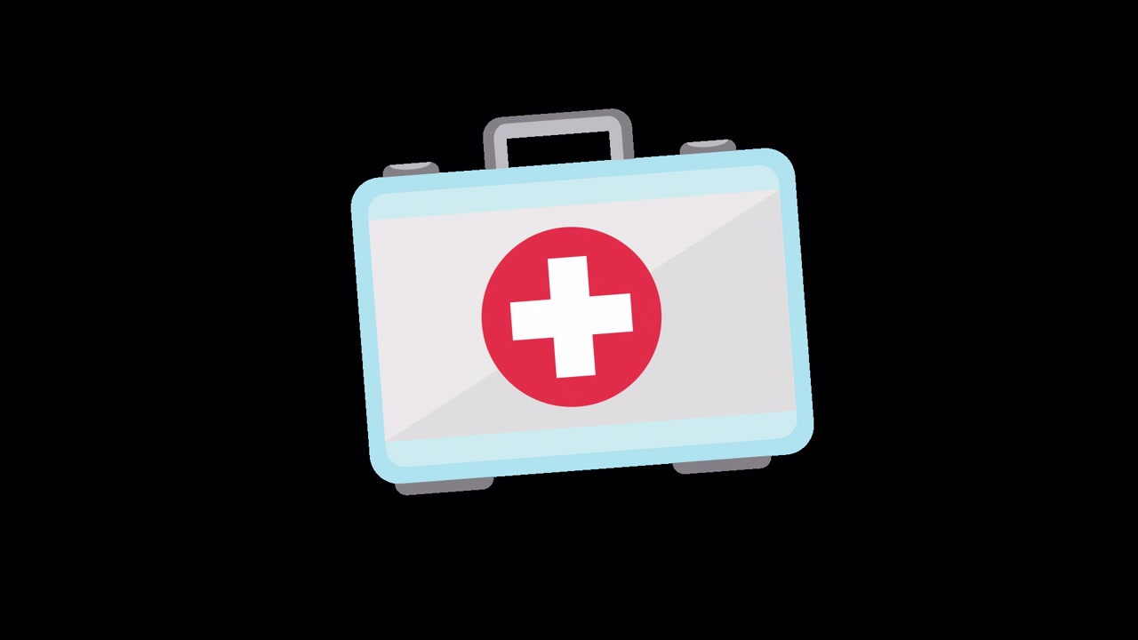 Kit de Primeiros Socorros Animado com Símbolo de Cruz Médica