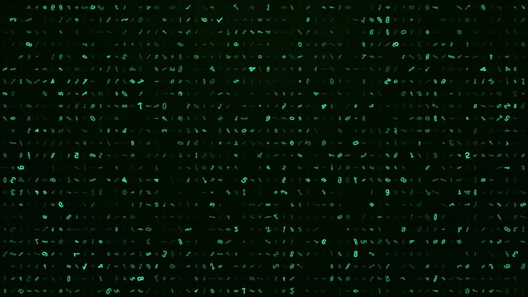 Digital Matrix Code Background with Green Falling Numbers