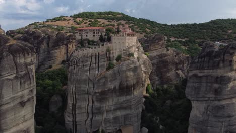 aerial fly by of the meteora monastery in greece europe