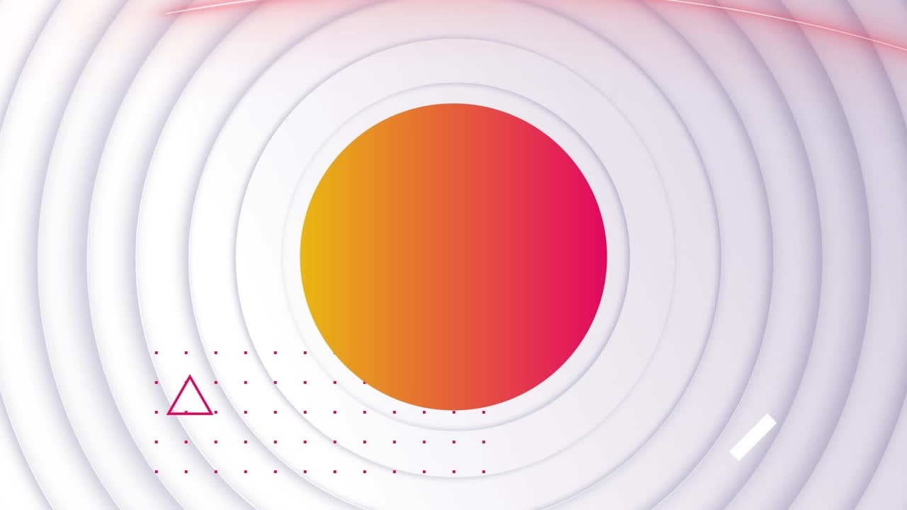 animación de rastro de neón y formas sobre círculos blancos