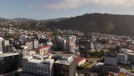 aerial shot of wellington port area, residential area, modern buildings, new zealand