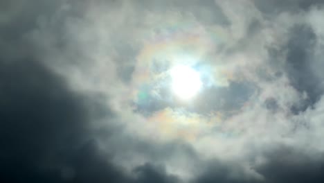 bright iridescent colors around the sun