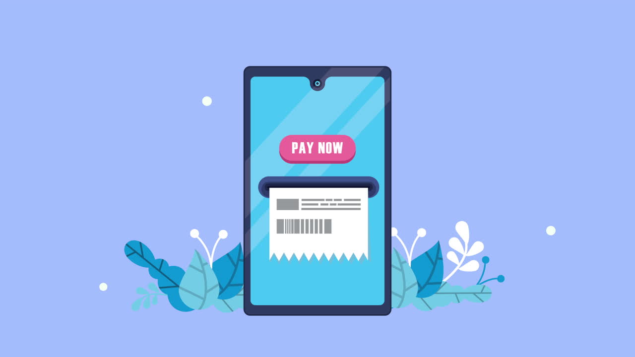 스마트폰과 영수증을 가진 모바일 결제 기술