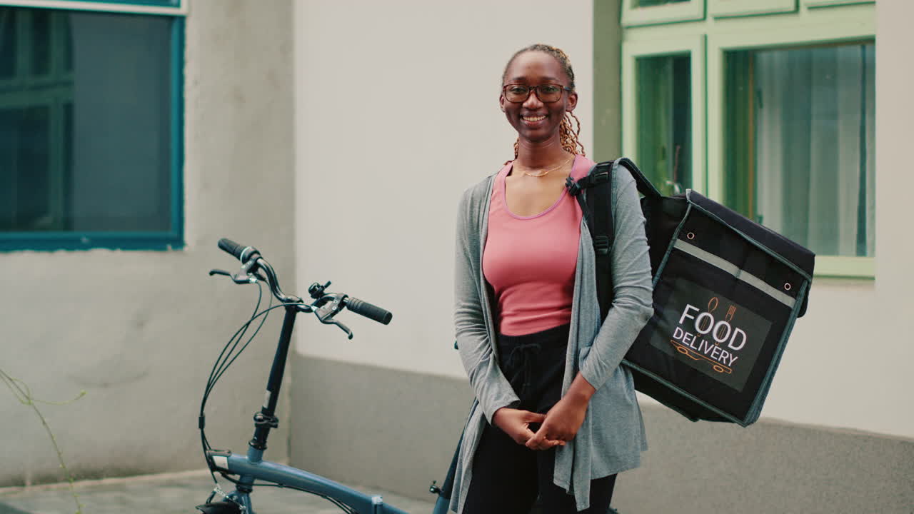 Food delivery person with bicycle