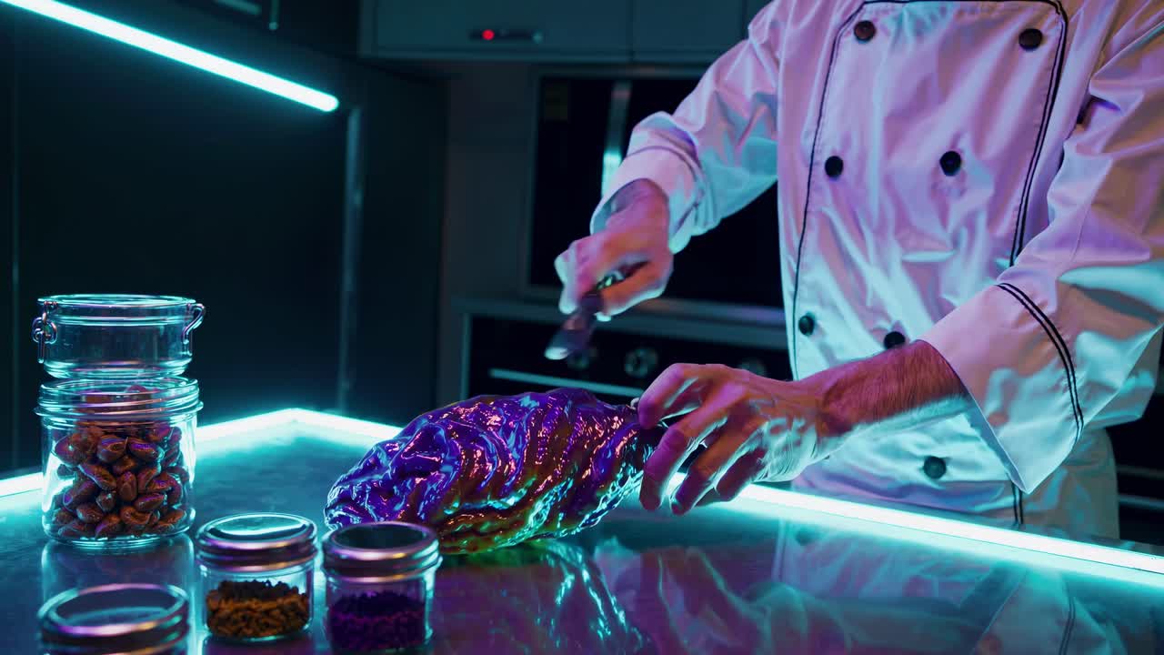 chef preparando un postre moderno