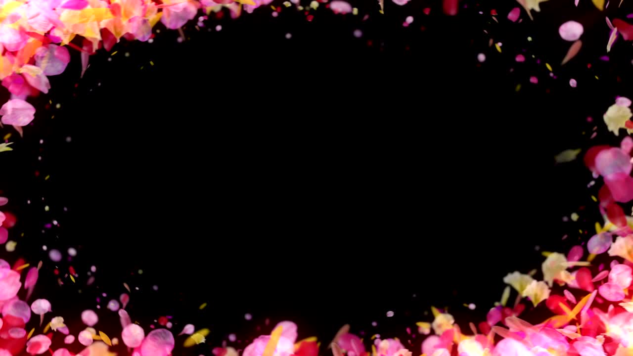 다채로운 꽃잎의 회전, cg 애니메이션, 입자, 루프