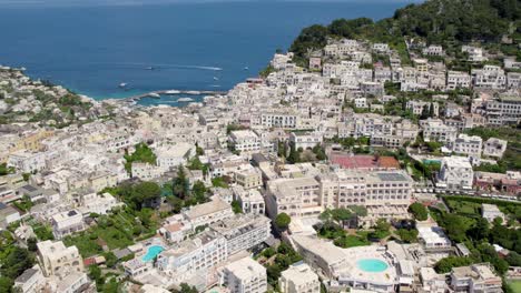 luxury exotic villas and buildings on capri island in italy - aerial