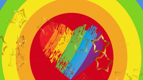 Animation-of-pride-lgbtq-stars-falling-over-rainbow-heart-background