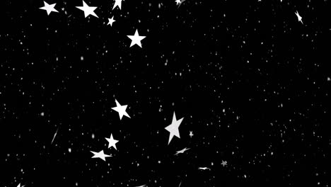 animation of christmas stars falling over black background