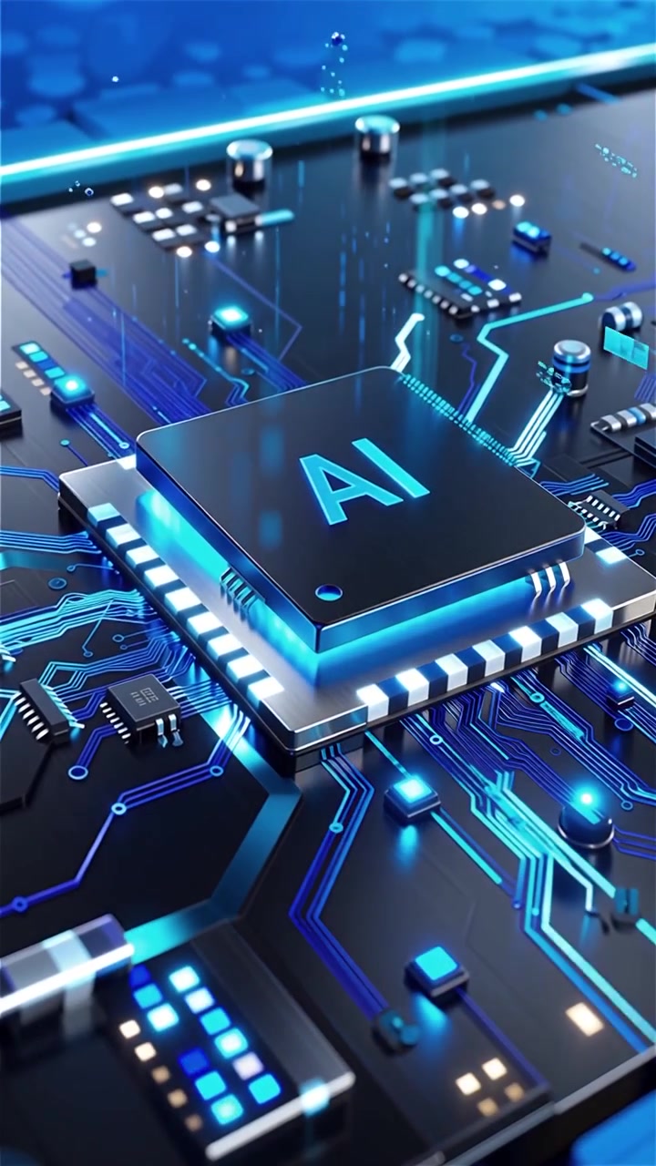Futuristic AI Chip Motherboard Technology Background