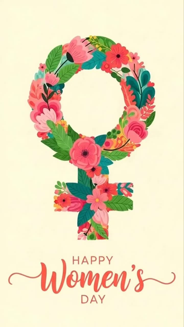 International women's day symbol with floral design