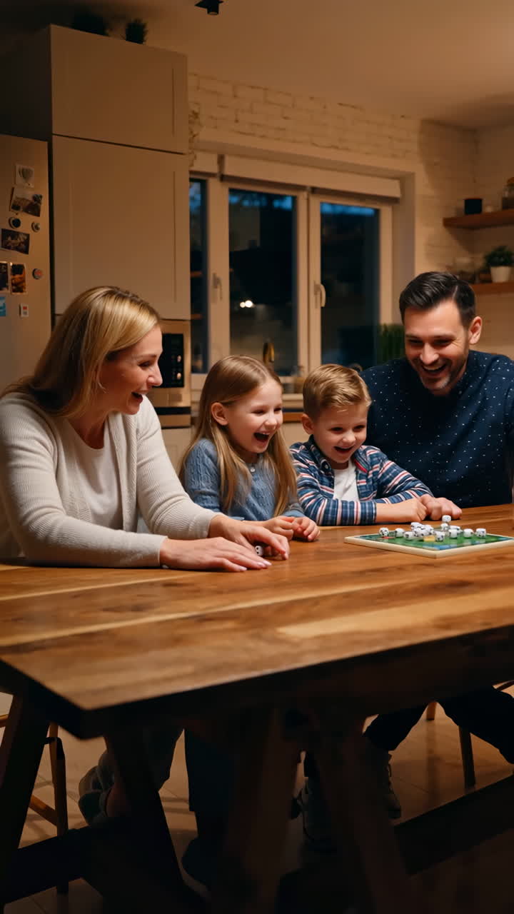 Happy Family Playing Board Game Together