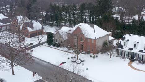 aerial of upscale mansions in housing gated community development