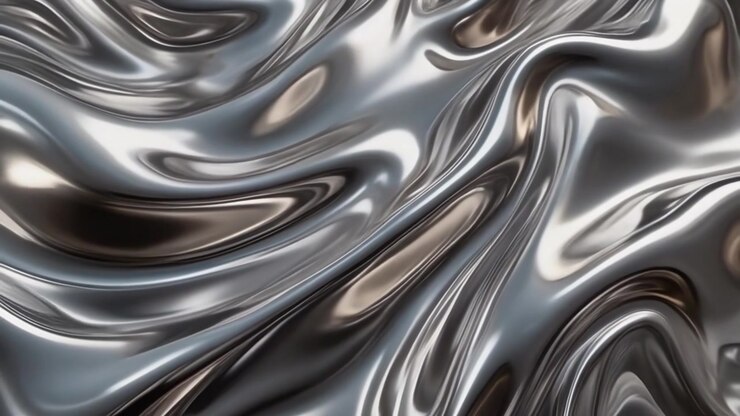Abstract Liquid Silver Metal Flowing Surface