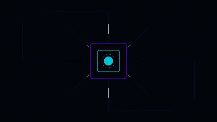 Abstract Digital Interface with Pulsing Geometric Shapes