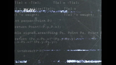Animation of play interface and data processing over computer screen