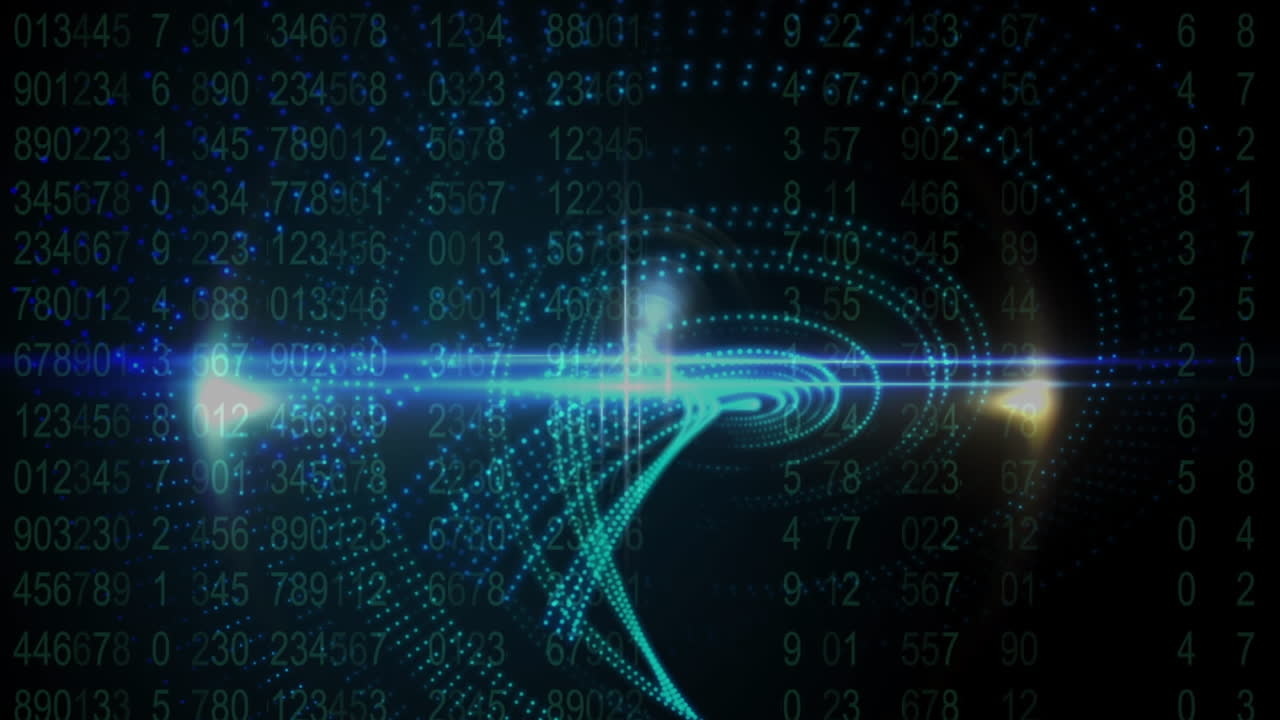 Animation of lights and waves on black background