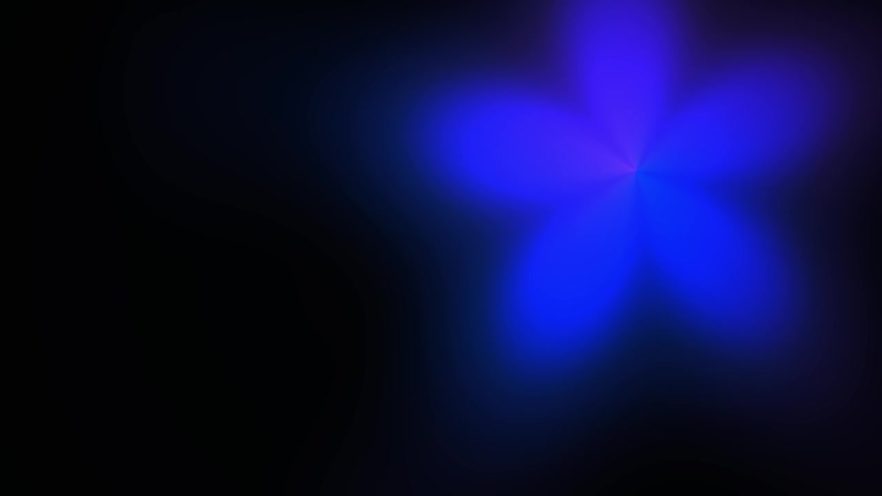 Abstract Blue Light Flower Pattern Moving on Black Background