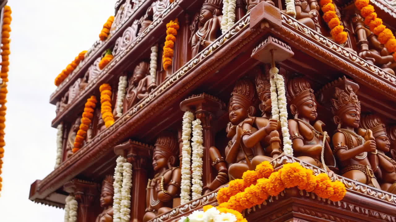 Ornate Wooden Temple Chariot Decorations