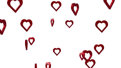 Animation-of-red-hearts-moving-on-white-background